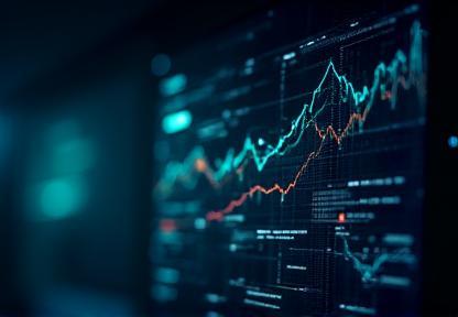 Abstract visualisation of data points and charts on a screen, representing data analysis