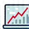 Icon representing industry trends with upward-trending lines and a monitor
